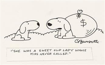 (THE NEW YORKER / DOG / CARTOON.) CHARLES BARSOTTI. She was a sweet old lady whose kids never called.